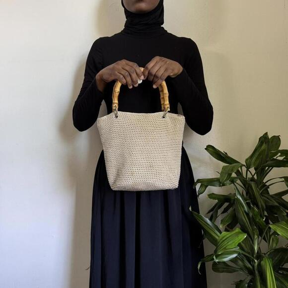 Handbags - Vintage Y2K knit wooded hand/shoulder bag boho‎ coquette